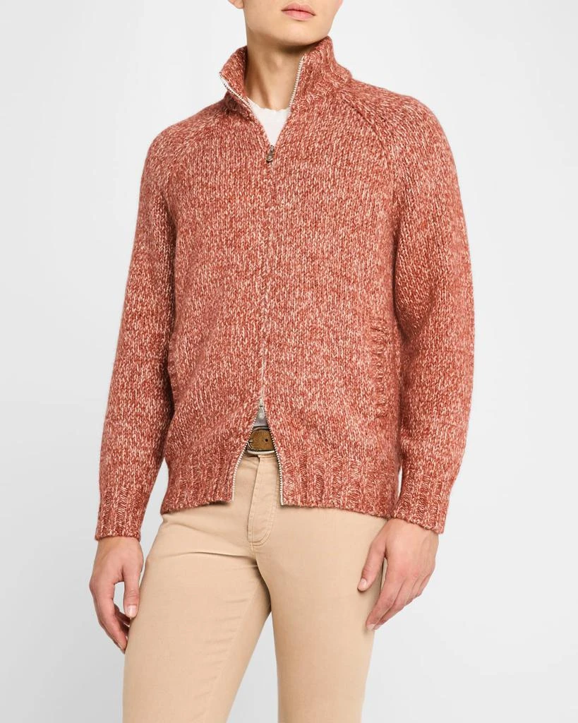 Brunello Cucinelli Men's Chunky Knit Full-Zip Sweater 4