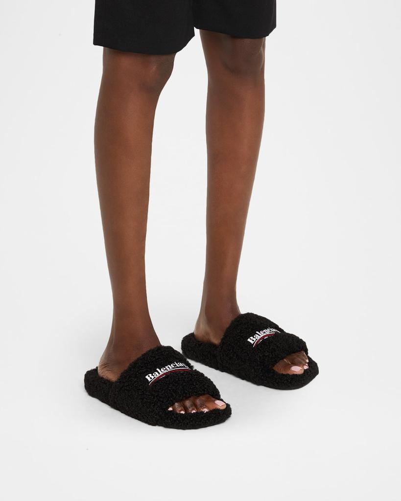 Balenciaga Furry Slide Sandals - Slippers - Free Shipping
