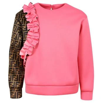 Fendi Contrasting FF Side Ruffle Sweatshirt Pink 1