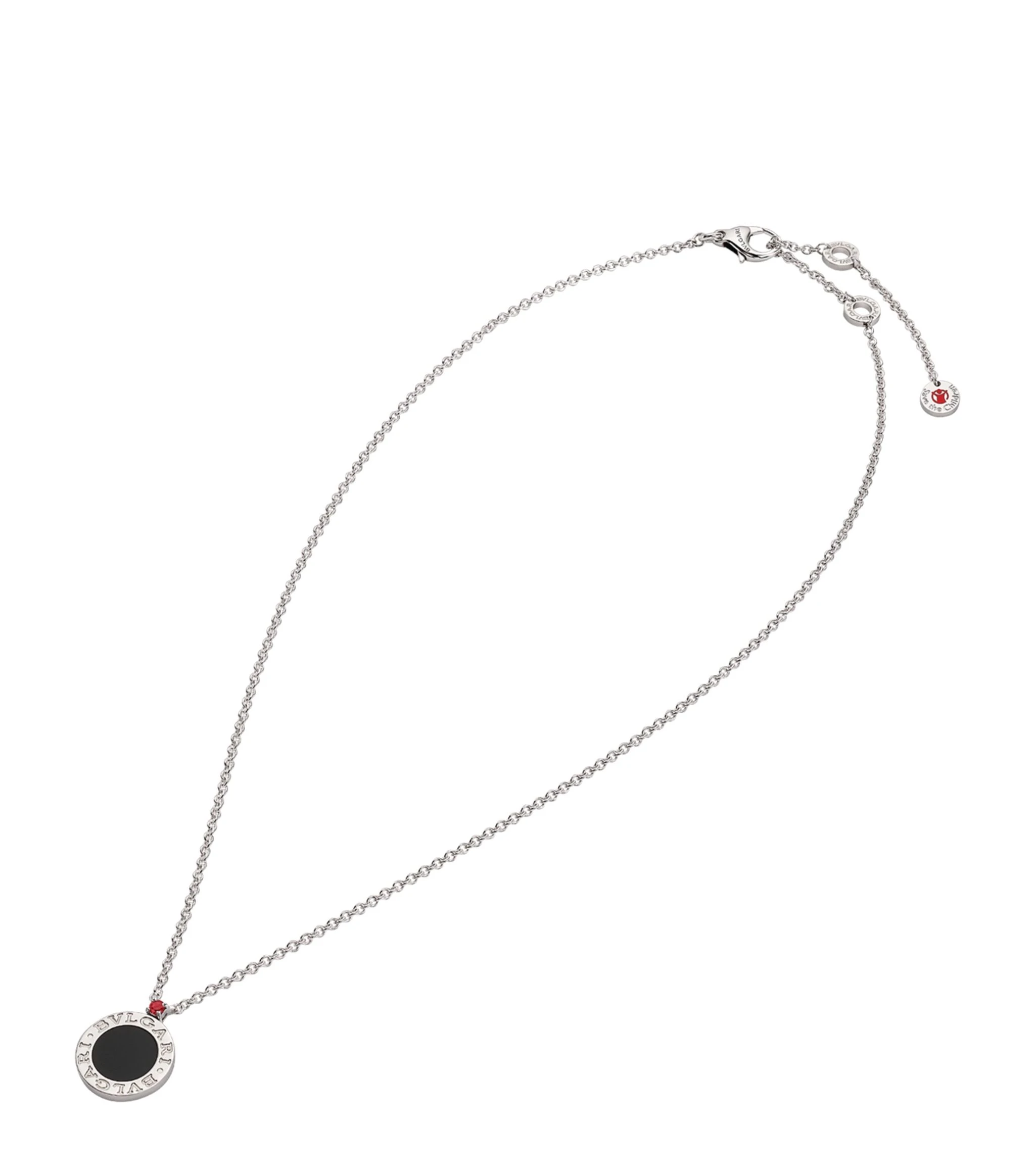 BVLGARI Sterling Silver, Onyx And Ruby Save The Children Anniv Necklace 1