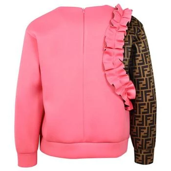 Fendi Contrasting FF Side Ruffle Sweatshirt Pink 2