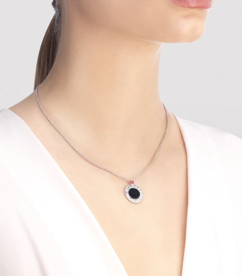 BVLGARI Sterling Silver, Onyx And Ruby Save The Children Anniv Necklace 2