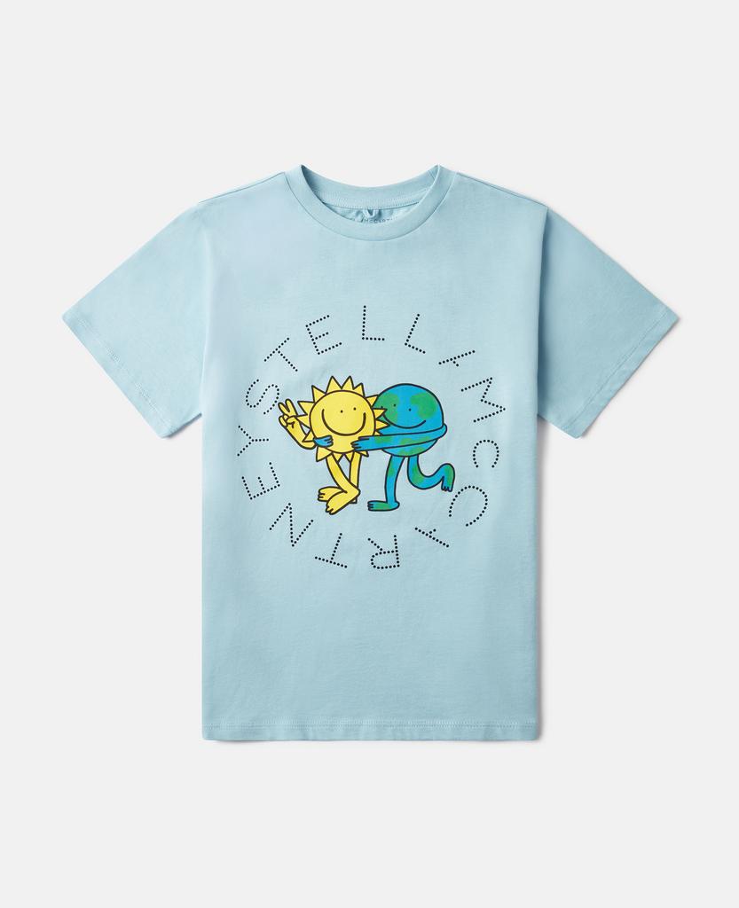 Stella McCartney Stella McCartney - Earth Friends Graphic T-Shirt, Azure blue, Size: 12