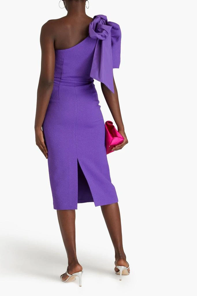 REBECCA VALLANCE Rumi one-shoulder bow-embellished cloqué midi dress 3