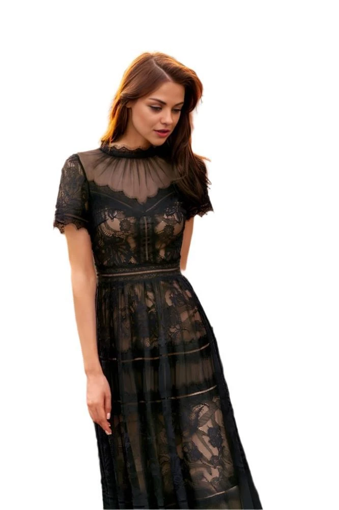 TRUEDAMES Dylan And Davids Full-Length Lace Formal Gown Black Evening Dress 2