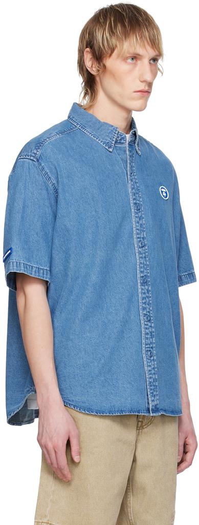 AAPE by A Bathing Ape Blue Patch Denim Shirt