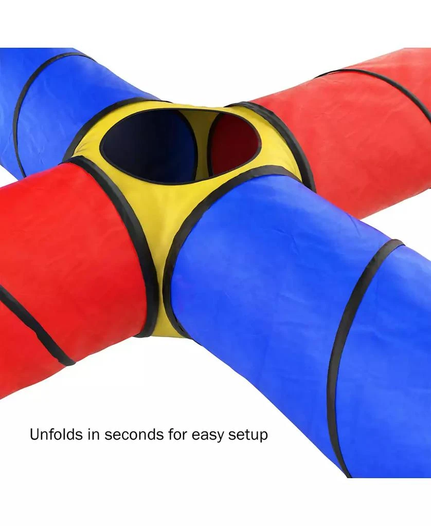 Trademark Global Hey Play Kids Play Tunnel - 4-Way Pop Up Crawl Through Tent, Indoor-Outdoor Fun For Kids And Toddlers, Foldable Portable Playhouse 3
