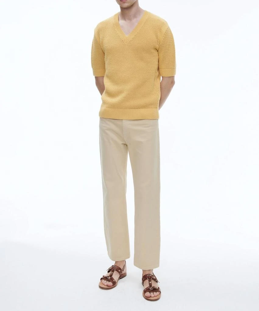 预计3周后发货 Fursac T-Shirt Ajouré En Laine Et Coton - Jaune Paille - Homme 1