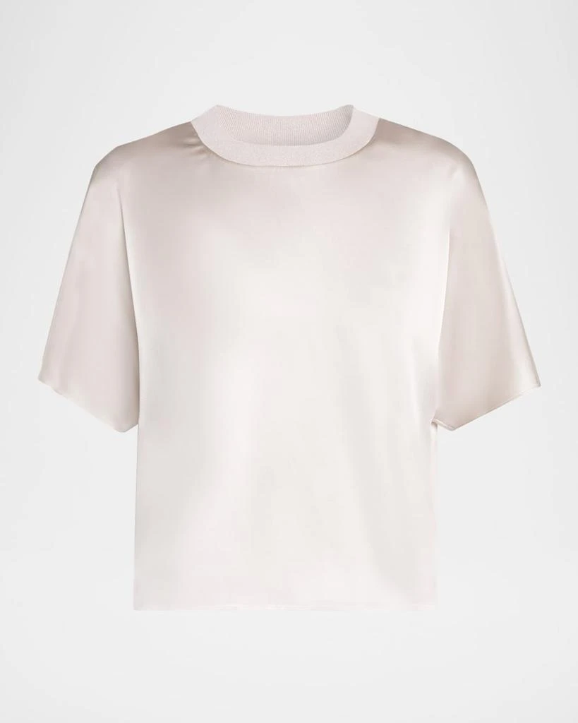 Peserico Shiny Rib-Trim Crewneck T-Shirt 1