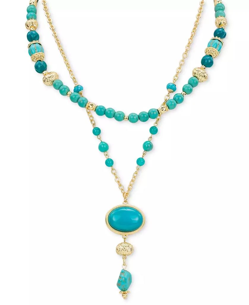 Patricia Nash Gold-Tone Mixed Stone Convertible Layered Lariat Necklace, 18" + 3" extender 1