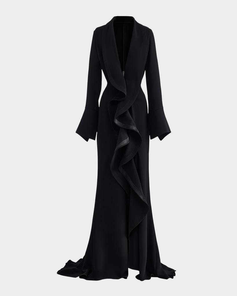 Maticevski Jupiter Ruffle Long-Sleeve Gown
