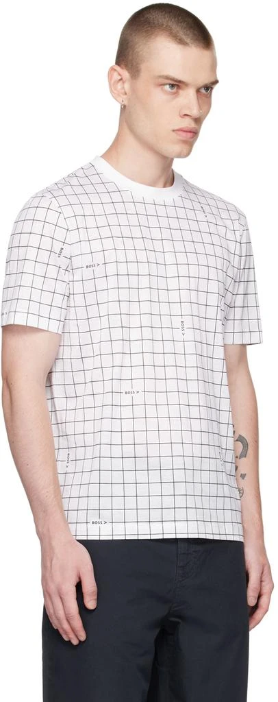 Hugo Boss White Grid Print T-Shirt 2