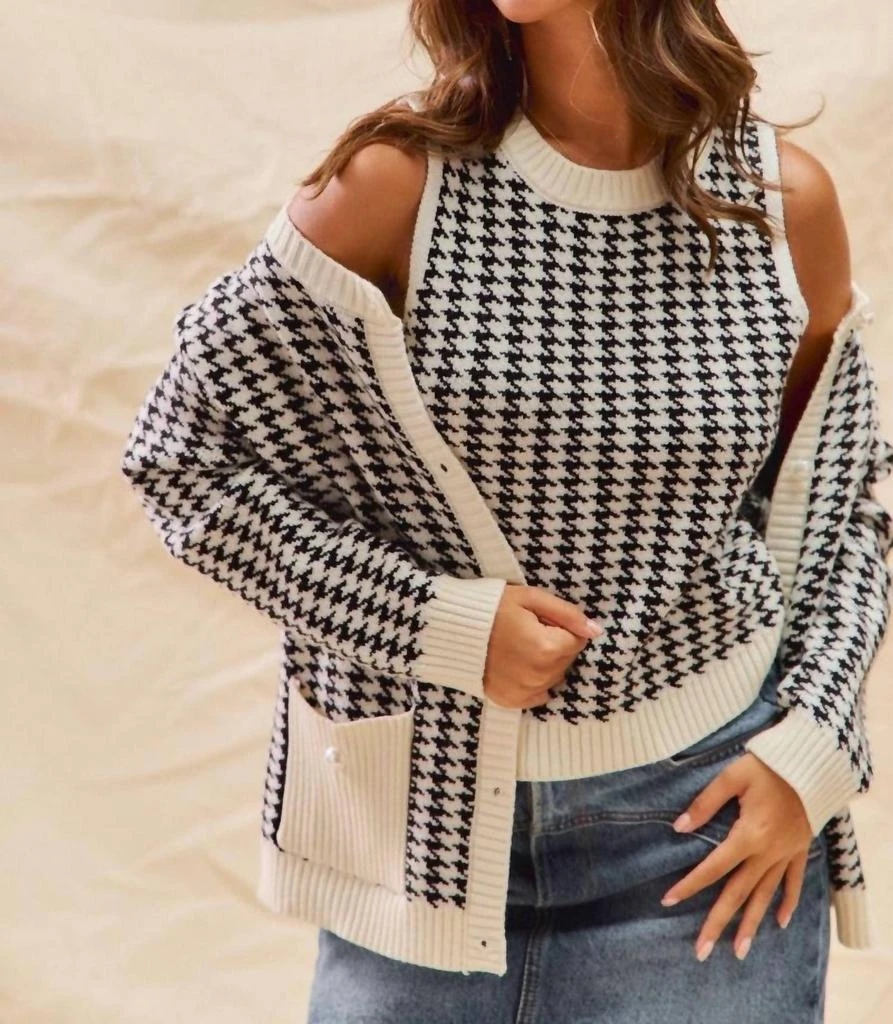 So Me So Me - Missy Houndstooth Cardigan Sweater