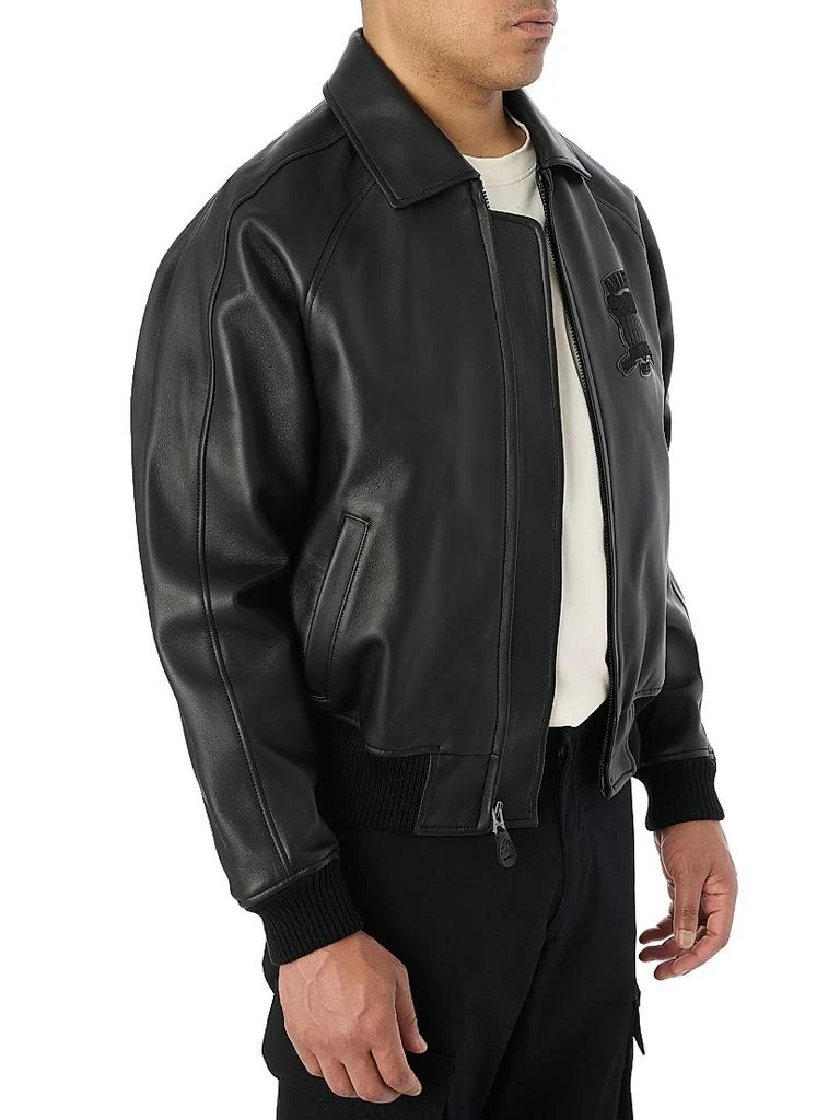 Avirex Black Icon Leather Bomber Jacket 5