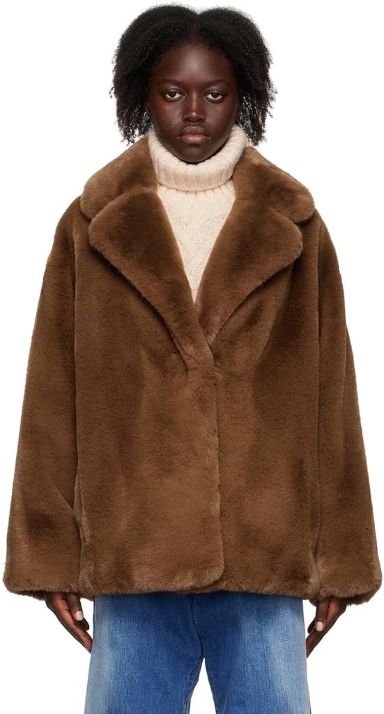 STAND STUDIO Brown Savannah Faux-Fur Jacket 1