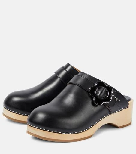 Kenzo Buckle-detail leather clogs 5
