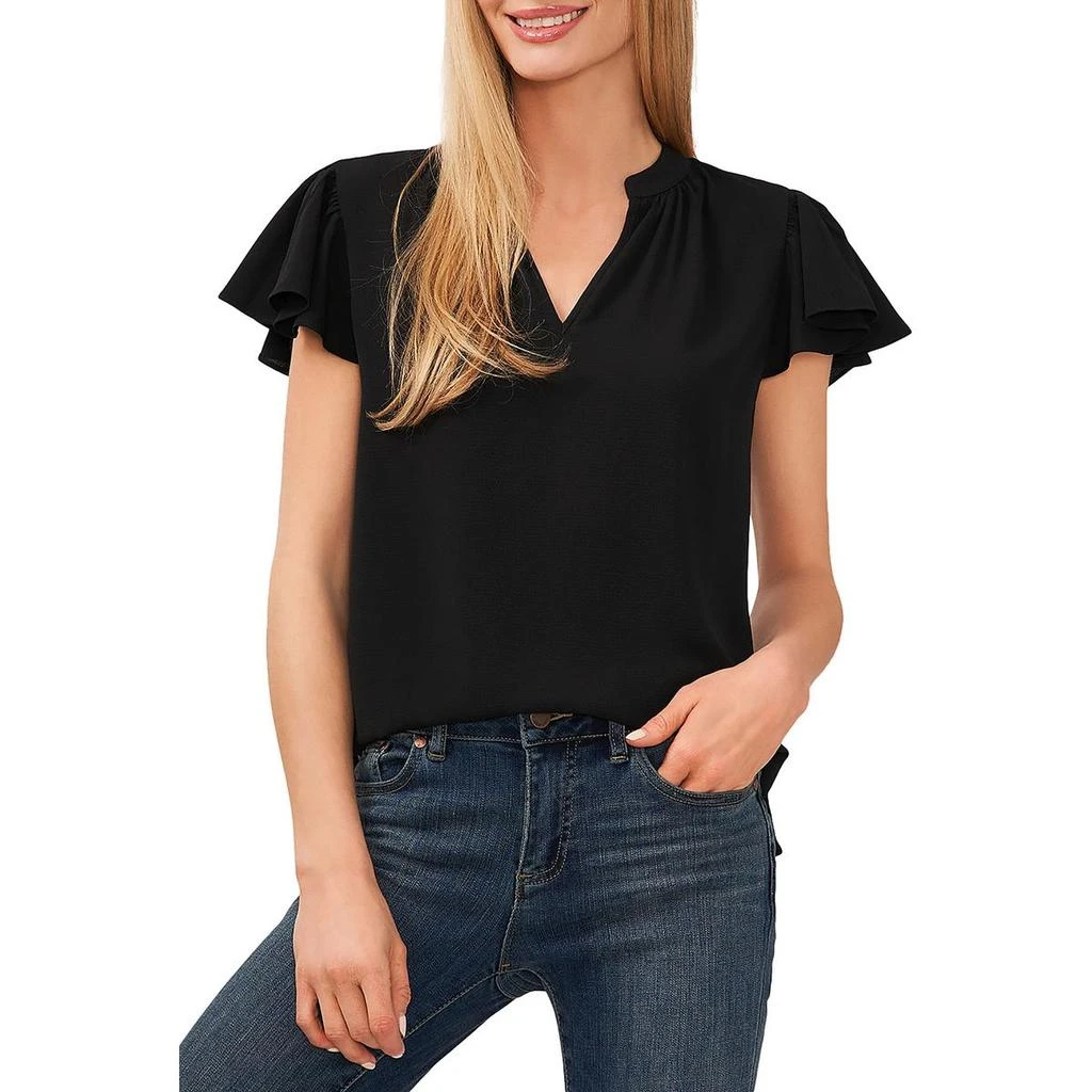 CeCe Garden Romance Womens V Neck Ribbed Pullover Top 4
