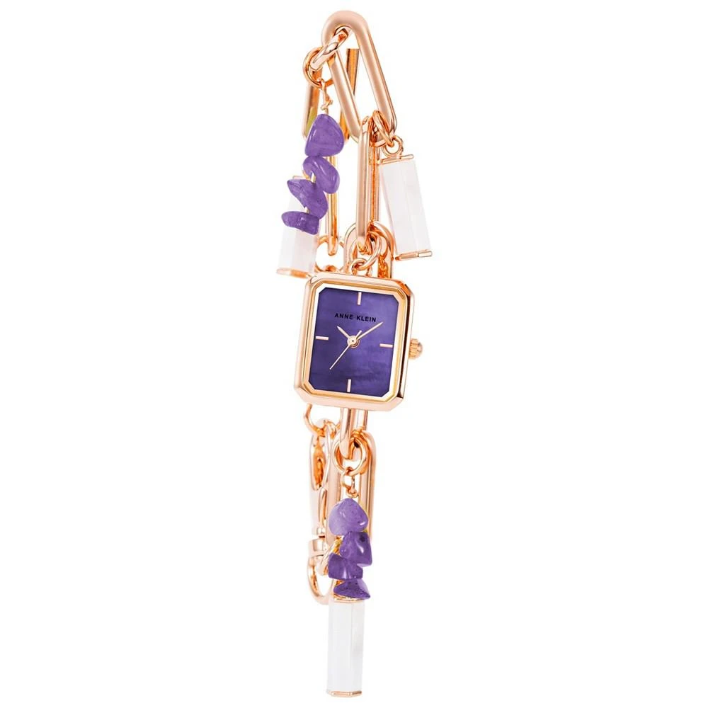 Anne Klein Women's Three Hand Rose Gold-Tone Alloy Charm Watch, 18mm x 21.5mm 1