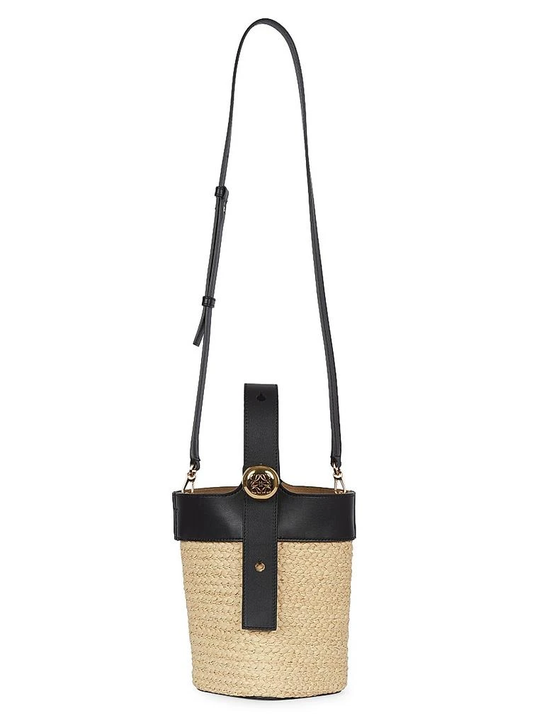 Loewe Mini Pebble Raffia & Leather Bucket Bag 4