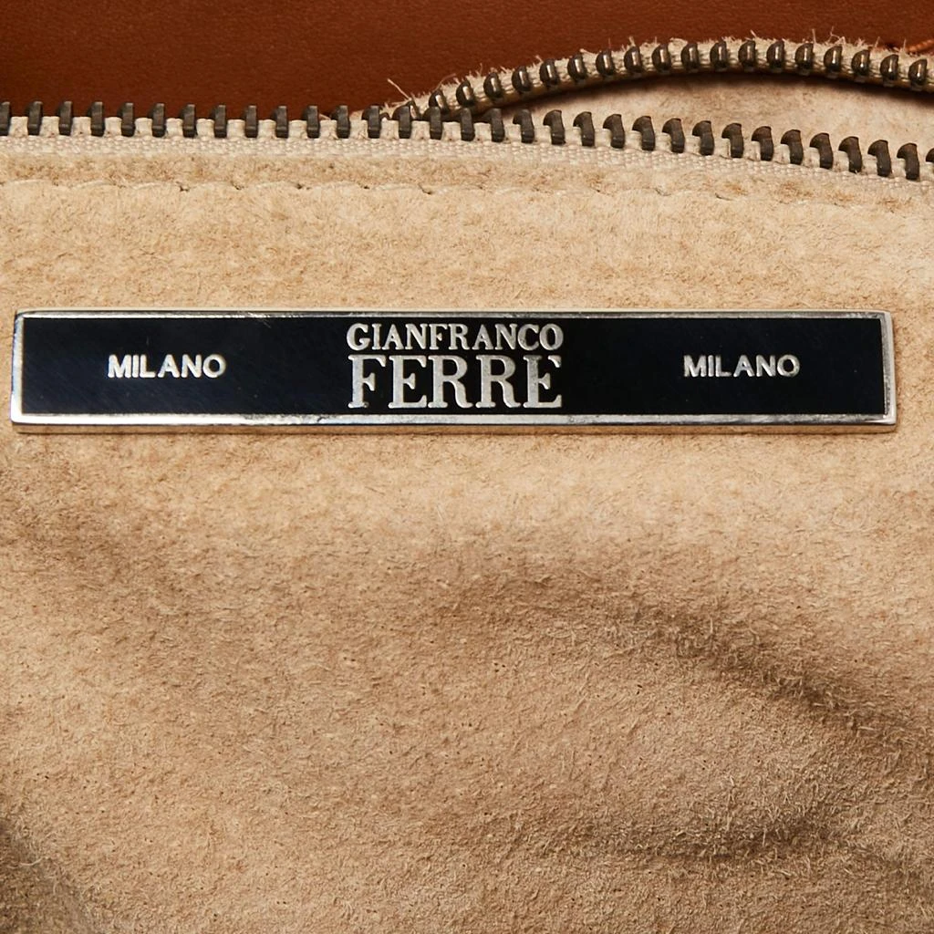 Gianfranco Ferre Gianfranco Ferre Brown Jacquard Fabric and Leather Flap Satchel 17