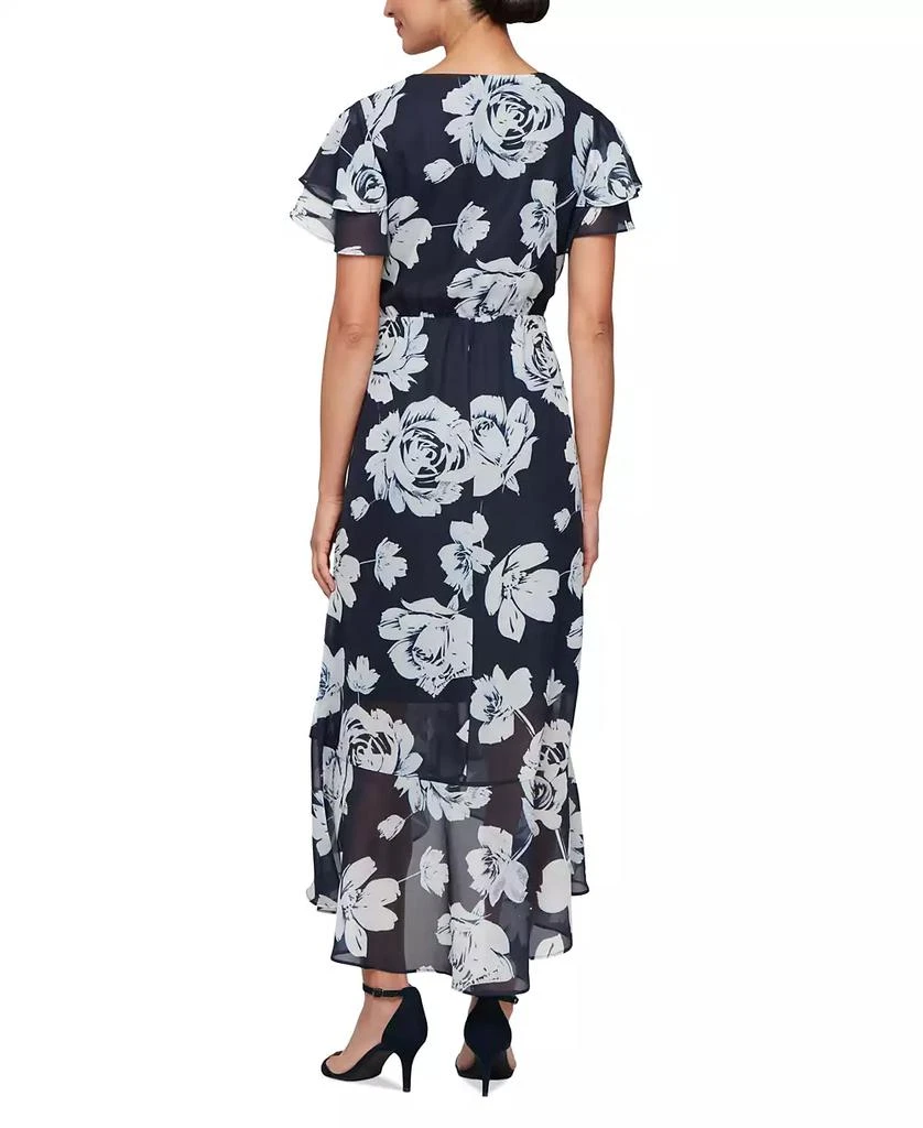dresses by sl fashions S.L. Fashions Women's Long V-Neck Flutter Sleeve A-Line Dress