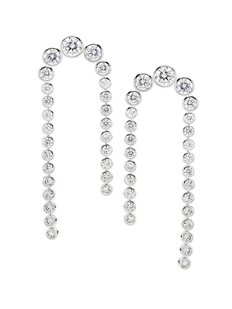 Adriana Orsini Basel Rhodium-Plated & Cubic Zirconia Linear Double-Drop Earrings 1