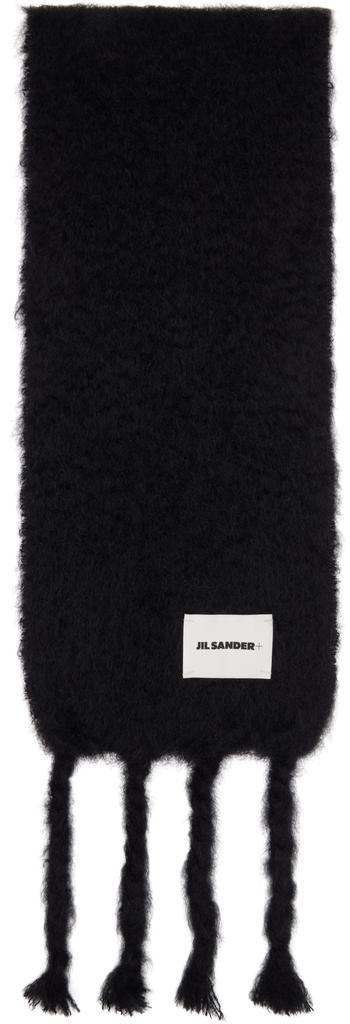 Jil Sander Black Slim Wool Blend Scarf