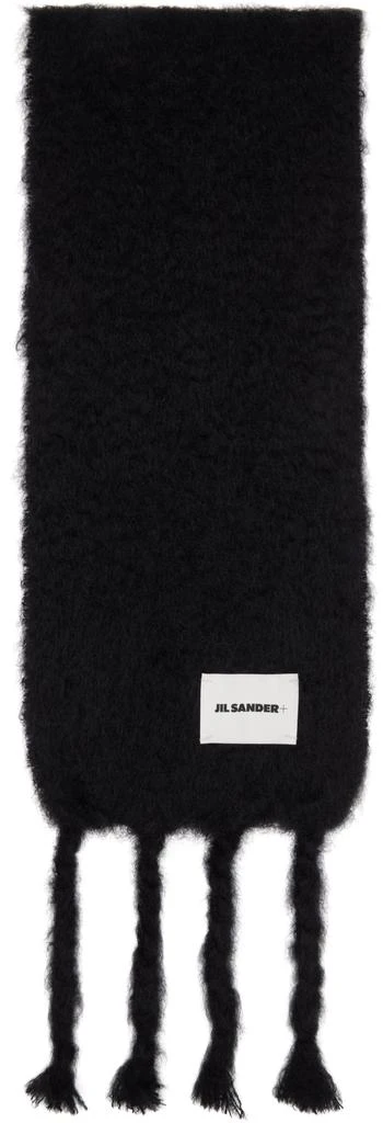 Jil Sander Black Slim Wool Blend Scarf 1