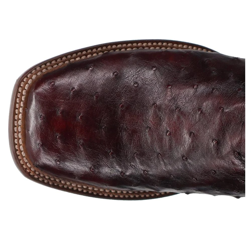 Dan Post Boots Alamosa Embroidered Ostrich Square Toe Pull On Cowboy Boots 4