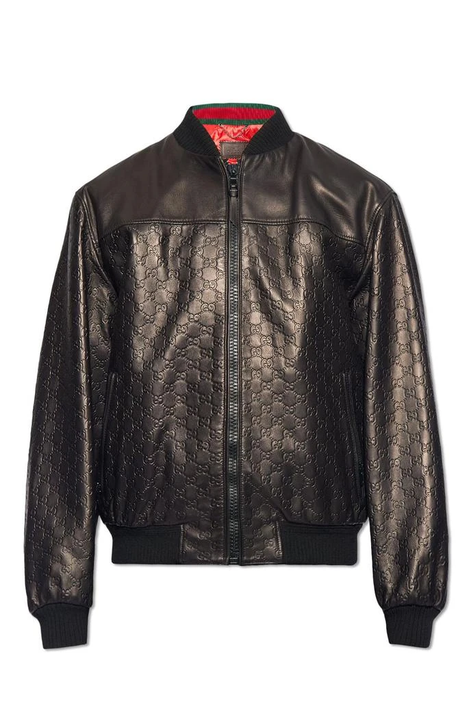 Gucci Gucci GG Embossed Leather Bomber Jacket 1