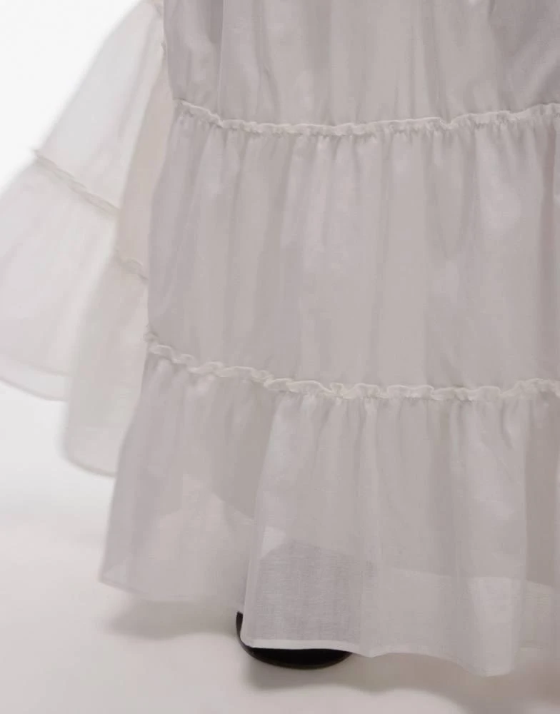 Topshop Topshop tiered western full maxi skirt in ivory 3