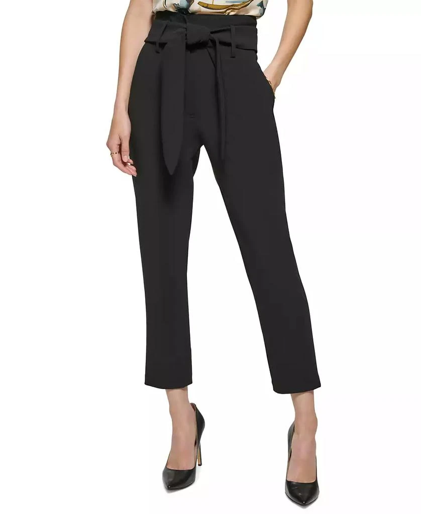 DKNY Women's Tie-Waist High-Rise Straight-Fit Pants 1