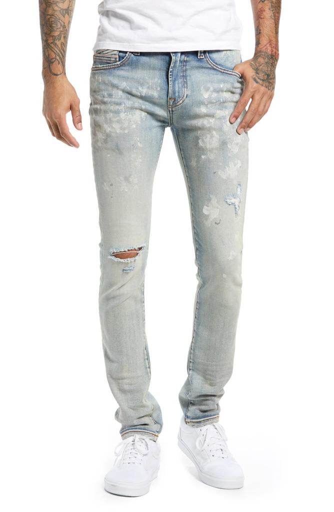 Cult of Individuality Punk Destroyed Paint Splatter Super Skinny Jeans