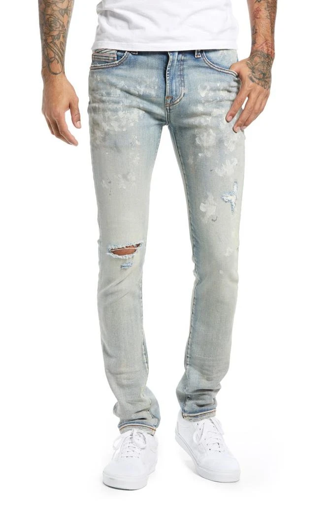 Cult of Individuality Punk Destroyed Paint Splatter Super Skinny Jeans 1