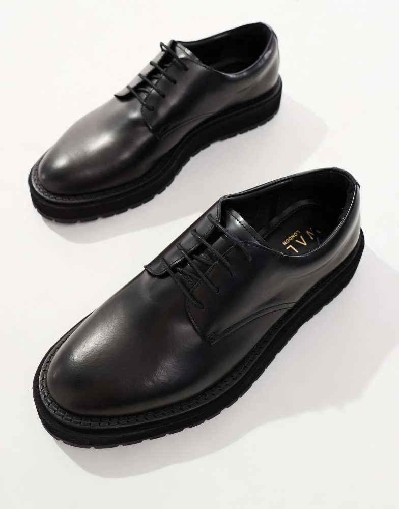 WALK LONDON Walk London Ace Derby in black smooth leather 4