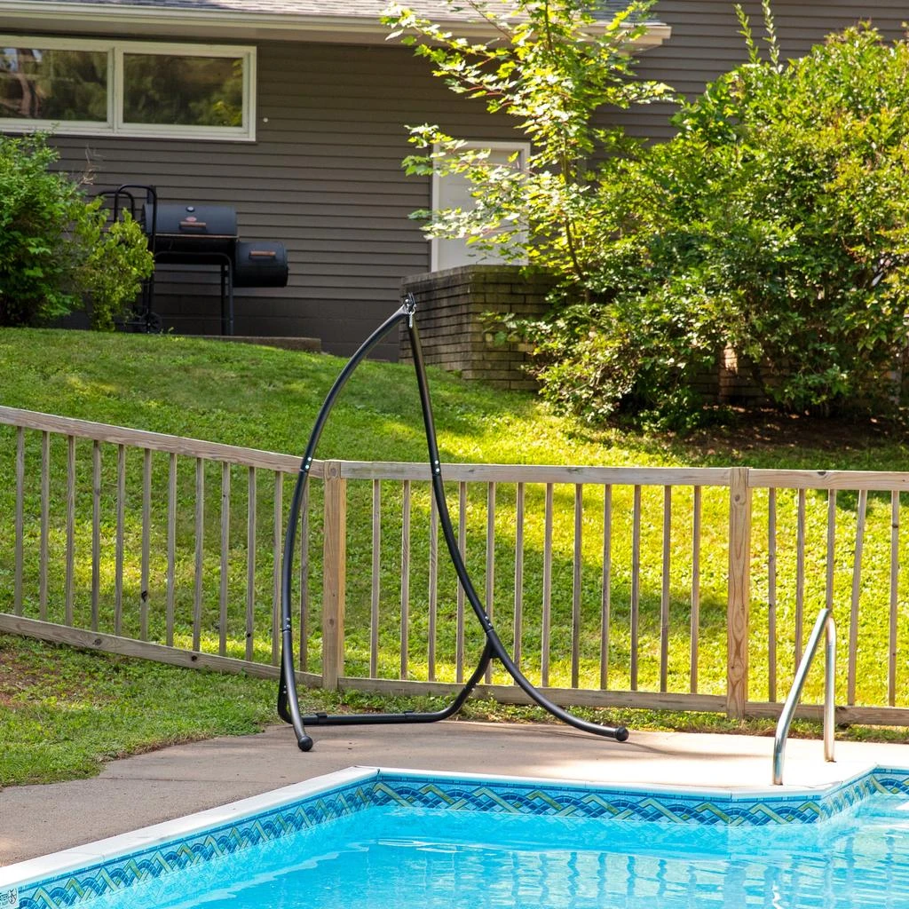 Sunnydaze Steel Outdoor Hammock Chair Stand with Curved Legs - Black - 84" 5