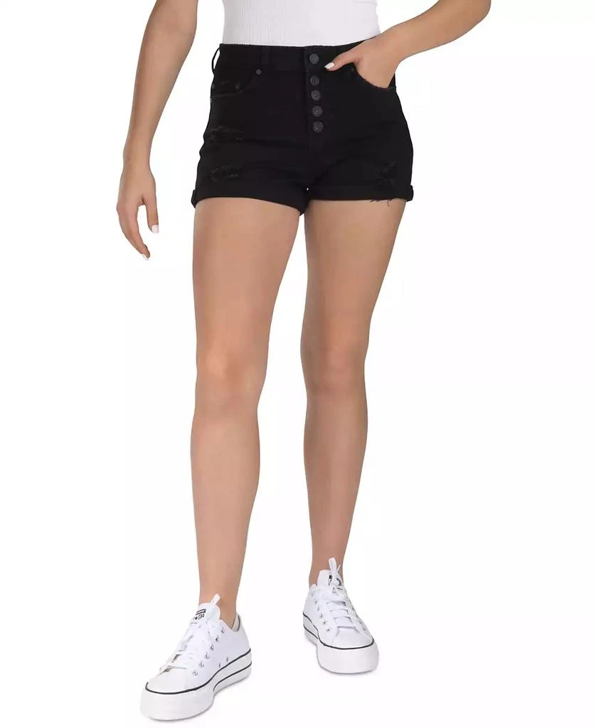 Indigo Rein Juniors' Exposed-Button High Rise Destructed Shorts 5