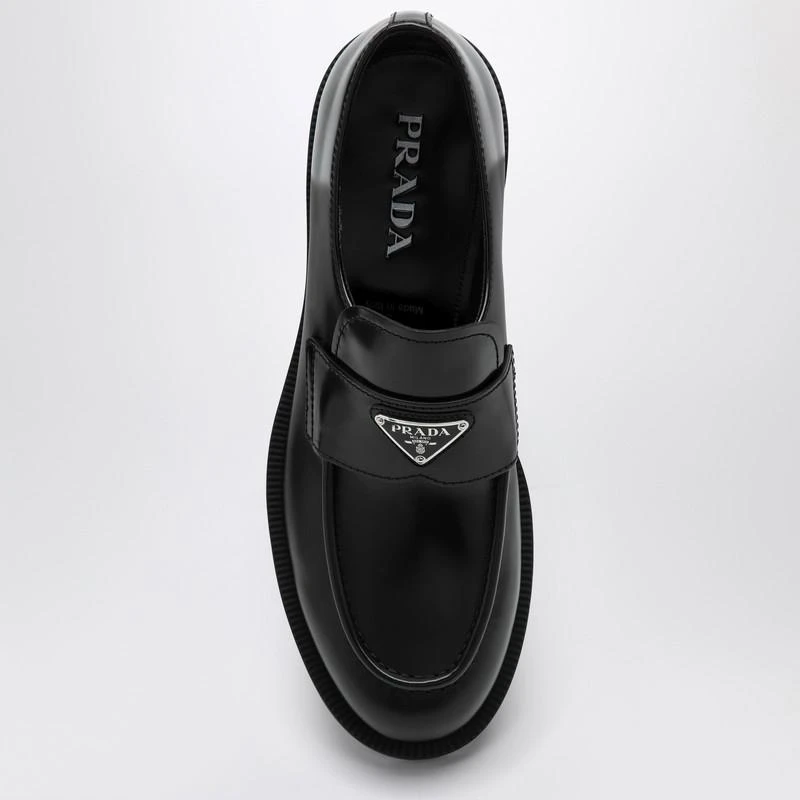 Prada Black leather loafer with logo 3