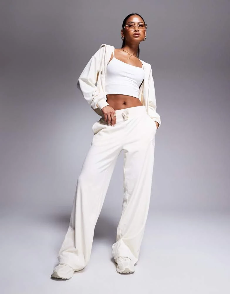 Juicy Couture Juicy Couture velour oversized cropped zip through hoodie exclusive to ASOS in white 4