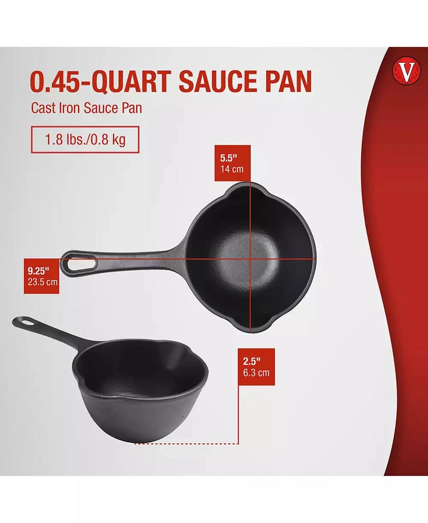 Victoria Cast Iron Sauce Pan. 0.45qt Sauce Pot Seasoned 11