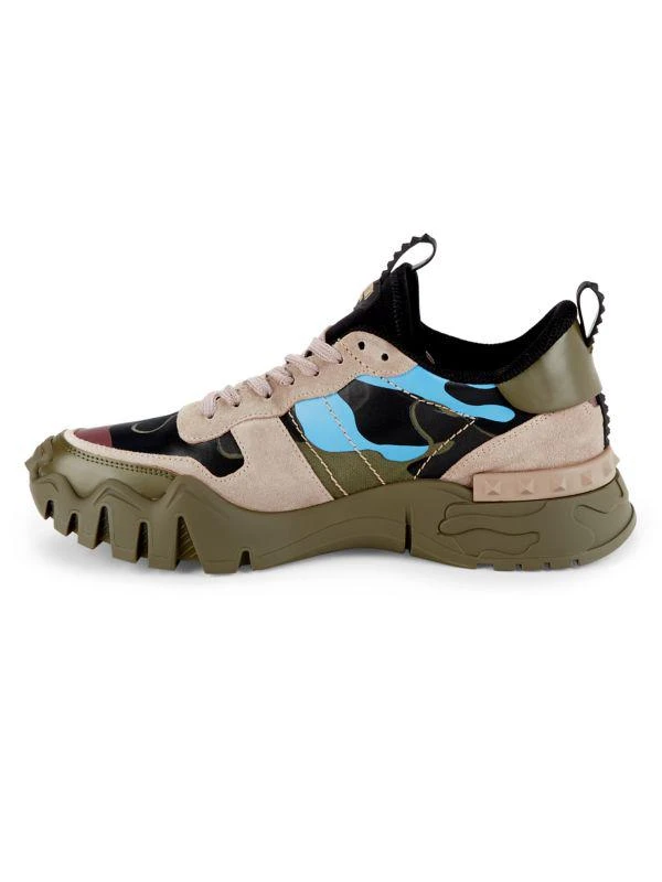 Valentino Rockstud Camo Trim Leather Sneakers 4