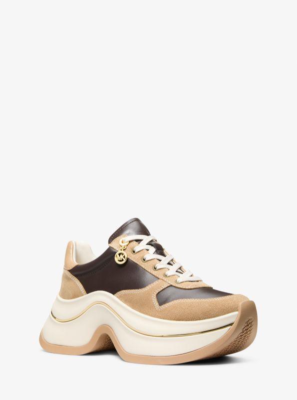 Michael Kors Arla Leather and Suede Trainer