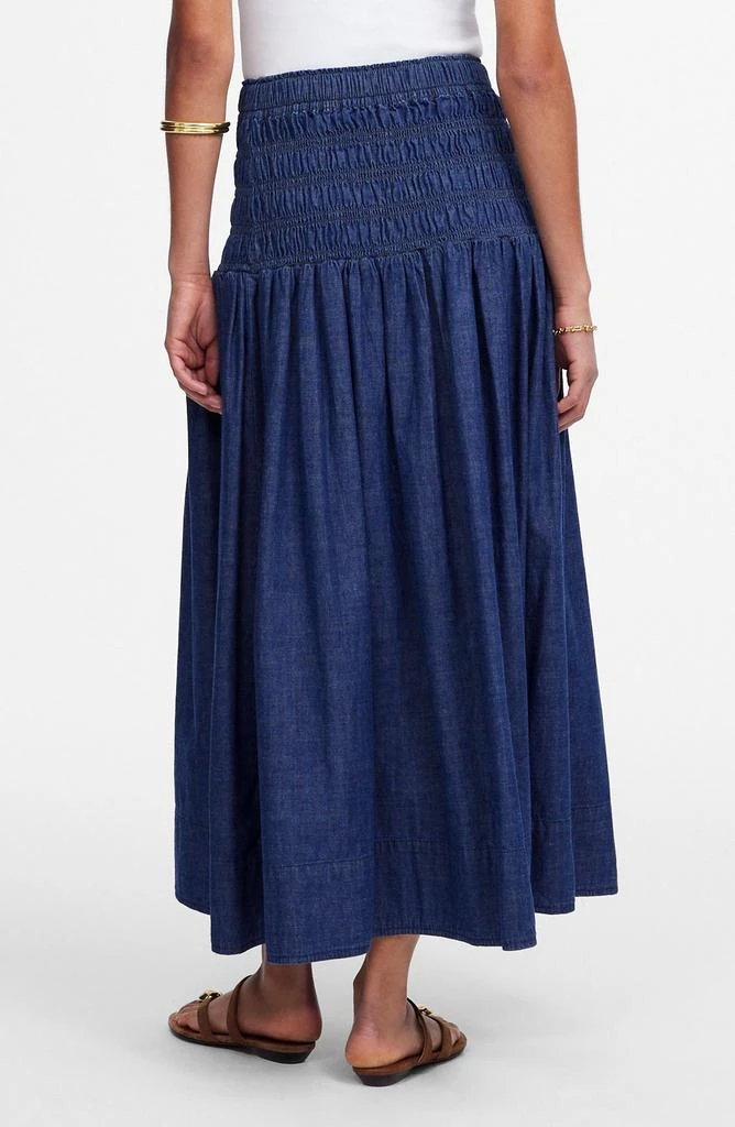 Madewell Smocked Denim Midi Skirt 2