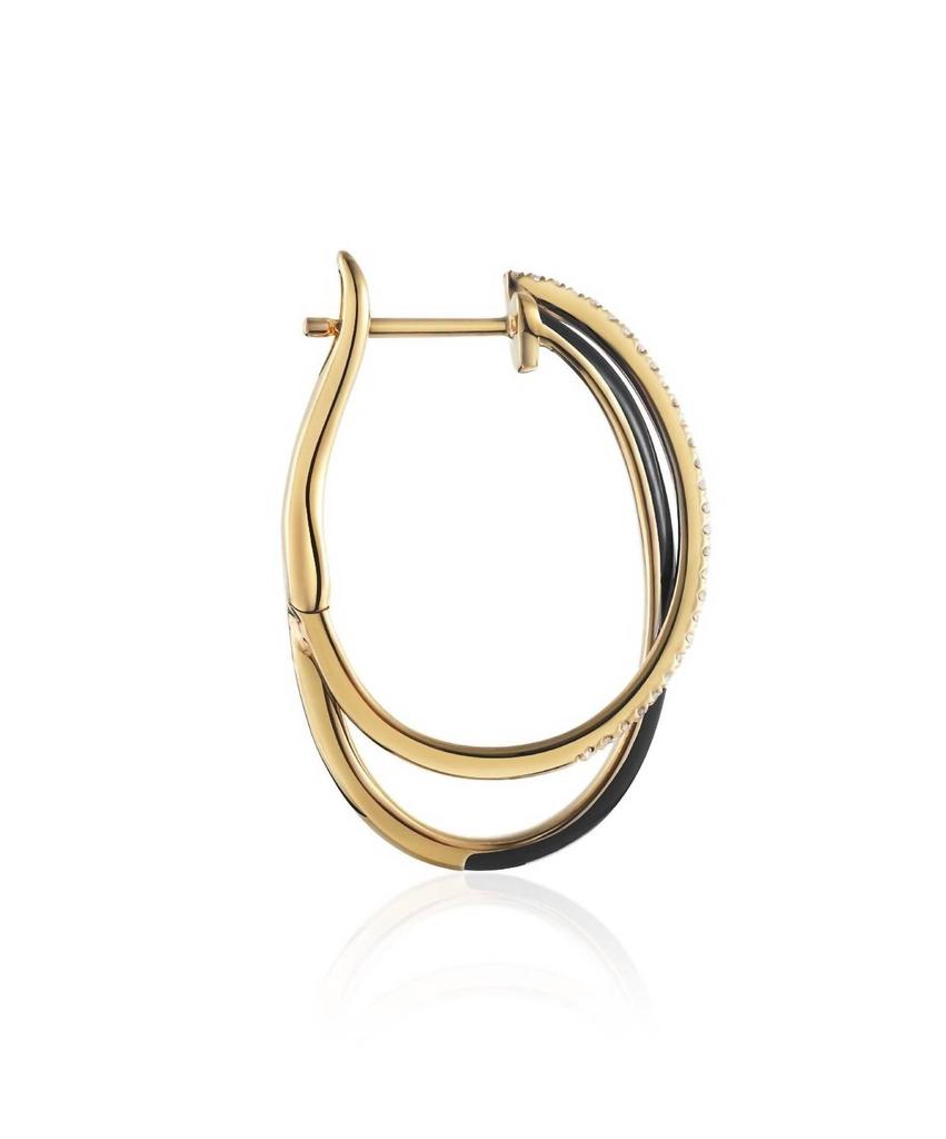 Diana M Jewels Diana M Jewels - 0.12 Cts Black Enamel Hoop Earrings