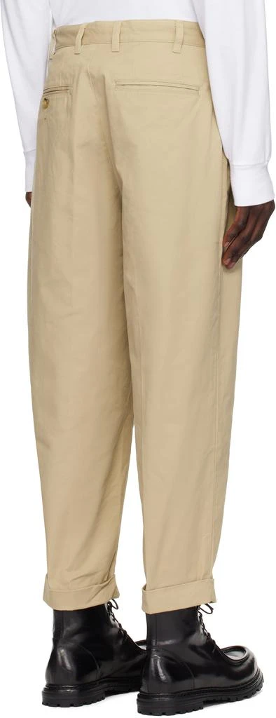 BEAMS PLUS Beige 2 Pleats Twill Trousers 3