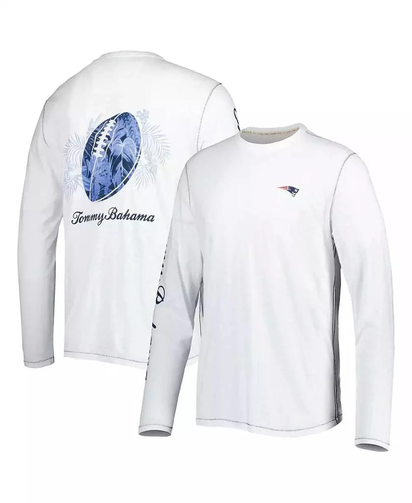 Tommy Bahama Men's White New England Patriots Laces Out Billboard Long Sleeve T-shirt 1