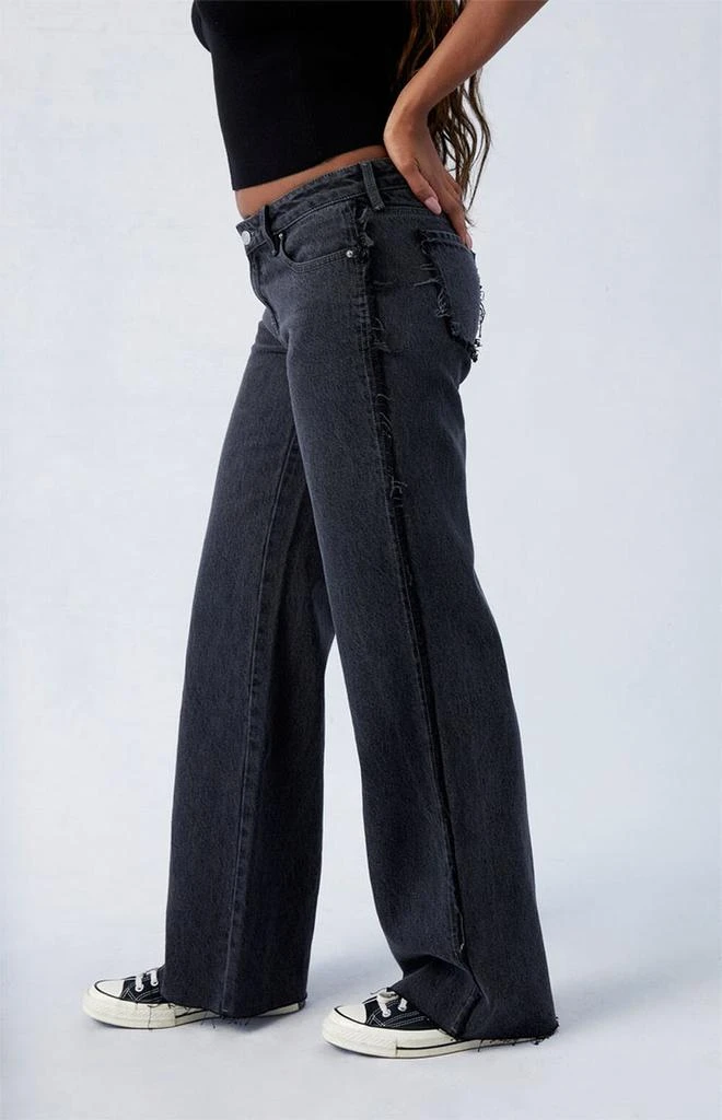 PacSun Black Frayed Wren Low Rise Wide Leg Jeans 3