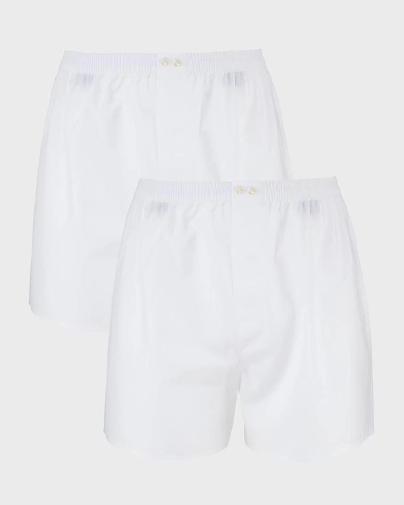 Neiman Marcus Men's 2-Pack Tagless Cotton Boxers, White 1