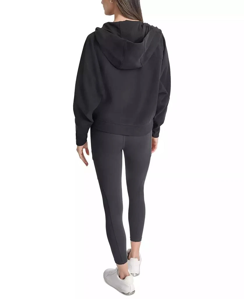DKNY Women's Embroidered-Logo Cropped Zip-Front Fleece Hoodie 2