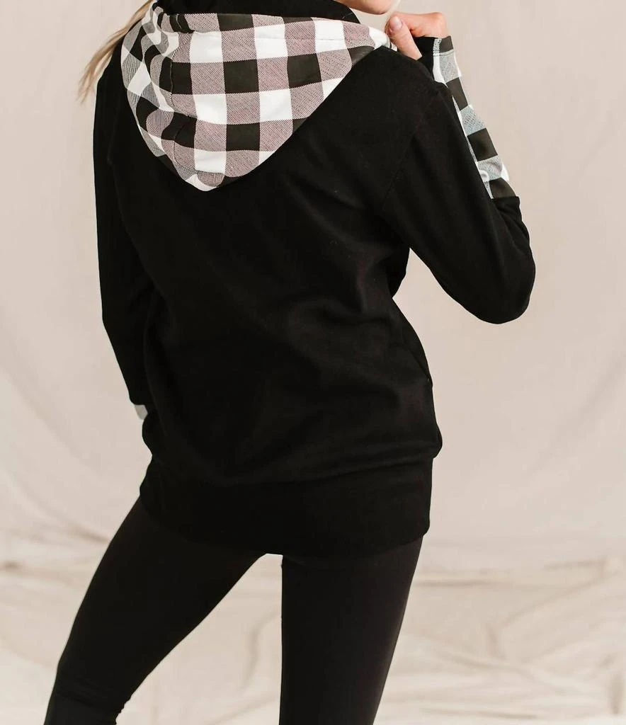 AMPERSAND AVE Halfzip Sweatshirt In Checks Out Black 3